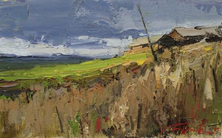 Евгений Бурцев (Картина, живопись - 
                  30 x 20 см) Перед грозой. с. Вотча