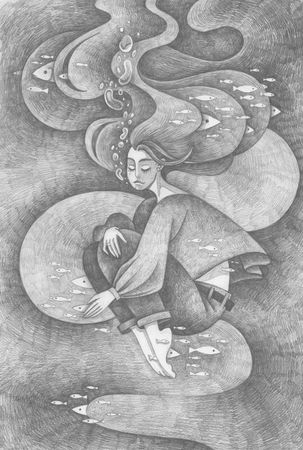 Витана Маковская (Авторская графика - 
                  21 x 29.7 см) Погружение