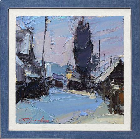 Евгений Бурцев (Картина, живопись - 
                  20 x 20 см) Зимняя улица