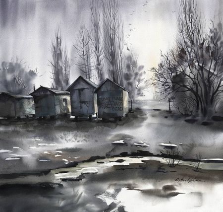 Ольга Безлепкина (Авторская графика - 
                  68 x 63 см) Punks not dead