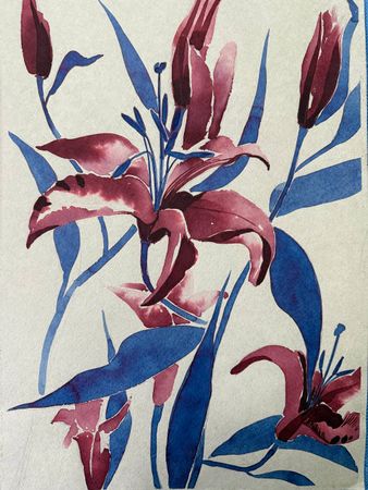 Алена Сокольникова (Авторская графика - 
                  29.5 x 42 см) Лилии