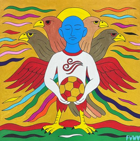 Виолетта Киселева (Картина, живопись - 
                  80 x 80 см) Команда-победитель