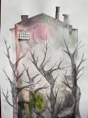 Лина Кордюченко (Авторская графика - 
                  30 x 40 см) Окно