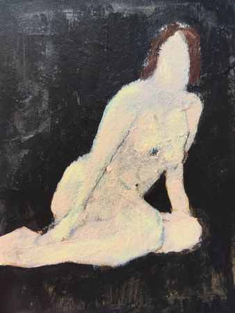 Дарья Петухова (Авторская графика - 
                  15 x 20 см) На черном. Поза 1