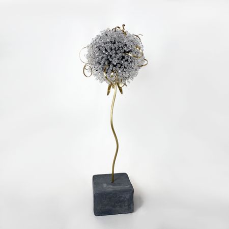 Елена Кириллова (Скульптура - 
                  15 x 47 см) Арт-объект "Одуванчик на изогнутой ножке". Черный