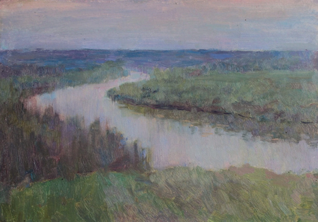 Алина Коршункова (Авторская графика - 
                  43.5 x 30 см) Весна на Оке