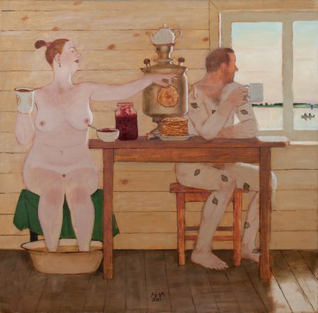 Андрей Аверьянов (Картина, живопись - 
                  80 x 80 см) В Семье