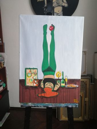 Мария Субботина (Картина, живопись - 
                  50 x 70 см) Новогодняя берёзка