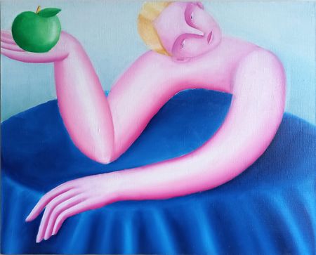 Саша Катинаускиене (Картина, живопись - 
                  50 x 40 см) Синяя скатерть