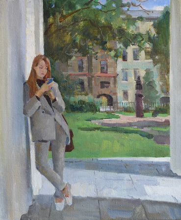 Илья Хахарев (Картина, живопись - 
                  50 x 60 см) Девушка в парке