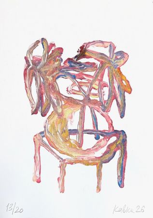 Дмитрий Кавка (Графика печатная - 
                  17.5 x 25 см) Цветы художника. Стол, ваза, два цветка (№13/20)