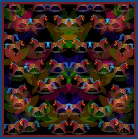 Лариса Корж (Графика цифровая (принты) - 
                  35 x 35 см) Лошадки