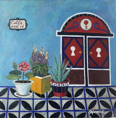 Ольга Афанасиади (Картина, живопись - 
                  70 x 70 см) Голубой переулок