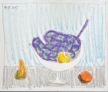 Марсель Ялалов (Авторская графика - 
                  22 x 22 см) Натюрморт с виноградом