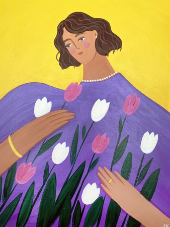 Ксения Хромцова (Картина, живопись - 
                  40 x 50 см) Тюльпаны
