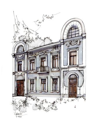 Виктория Севастьянова (Авторская графика - 
                  25 x 33 см) Особняк Трестер
