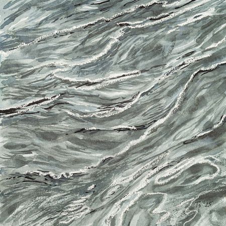 Юлия Третьякова (Авторская графика - 
                  25 x 25 см) Размышление на тему воды