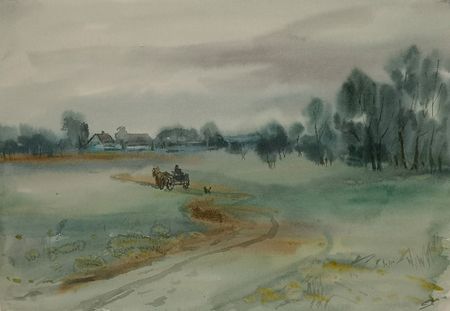 Елена Санина (Авторская графика - 
                  40 x 30 см) Туман