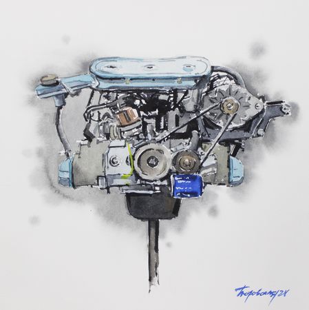 Ирина Петровская (Авторская графика - 
                  25 x 25 см) Мотор