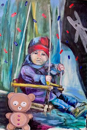 Лина Кордюченко (Картина, живопись - 
                  50 x 70 см) Качели