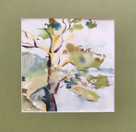 Регина Буглеева (Авторская графика - 
                  30 x 30 см) Сосна на берегу реки