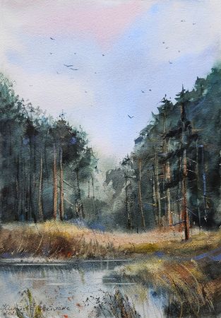 Светлана Юматова (Авторская графика - 
                  23 x 33 см) В конце лета