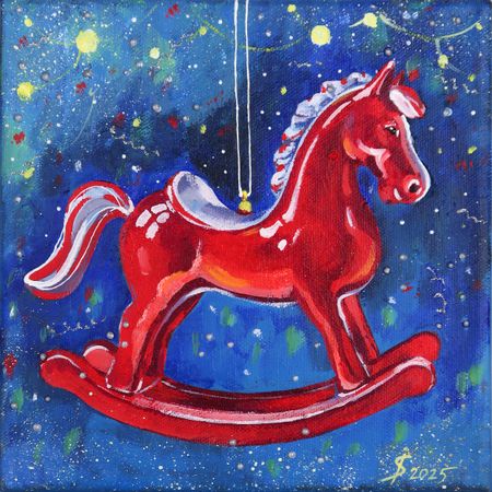 Светлана Искоских (Картина, живопись - 
                  20 x 20 см) Красный конек