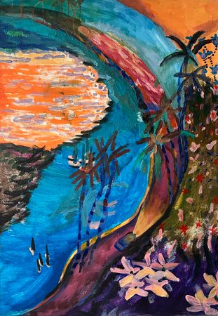 Нисо Атаханова (Картина, живопись - 
                  56.5 x 80 см) Пролив