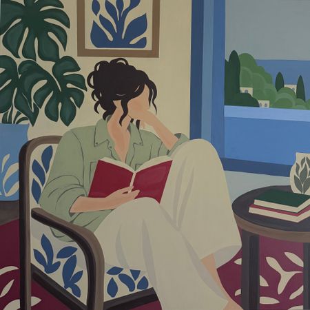 Нина Цорити (Картина, живопись - 
                  100 x 100 см) Серия "Книголюб"