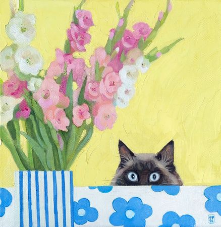 Александра Сергеева (Картина, живопись - 
                  35 x 35 см) Я только посмотреть