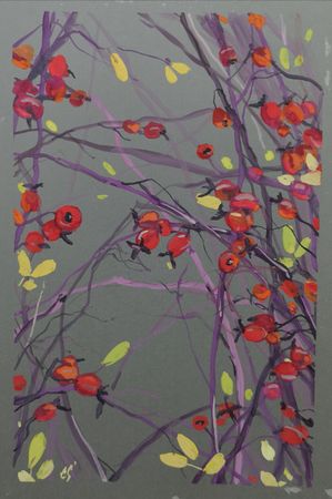 Елена Санина (Авторская графика - 
                  21 x 30 см) Алеет шиповник