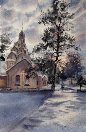 Жанна Губина (Авторская графика - 
                  38 x 56 см) Серафимо-Знаменский Скит