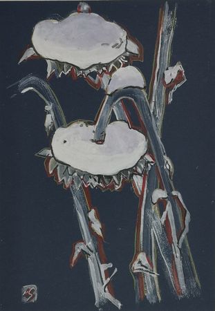 Елена Санина (Авторская графика - 
                  20 x 29 см) Зима. Подсолнухи #1