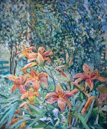 Галина Третьякова (Картина, живопись - 
                  50 x 60 см) Оранжевое солнце сада