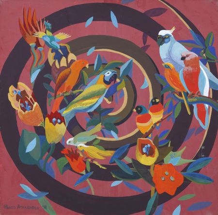 Нисо Атаханова (Картина, живопись - 
                  60 x 60 см) Птицы. Листопад