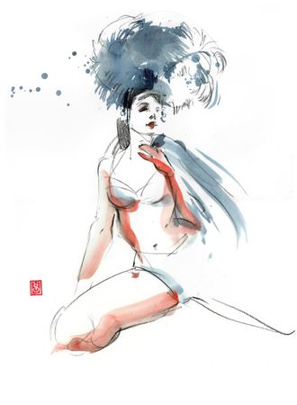 Виктория Севастьянова (Авторская графика - 
                  30 x 40 см) Burlesque 015