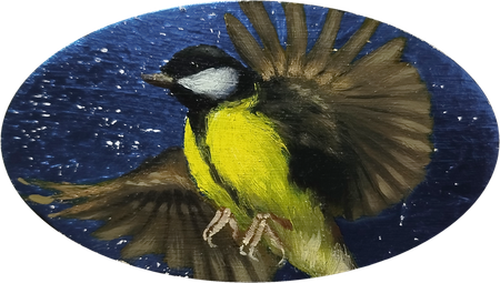 Катерина Бородавченко (Картина, живопись - 
                  14 x 8 см) Синица