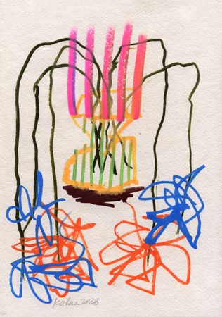 Дмитрий Кавка (Авторская графика - 
                  21 x 30 см) Цветочный натюрморт