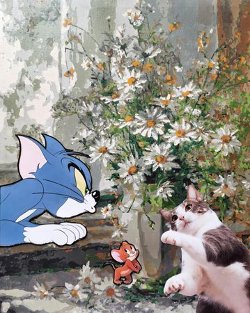 Ирина БАСТ (Картина, живопись - 
                  40 x 50 см) Том, Джерри и Сэм