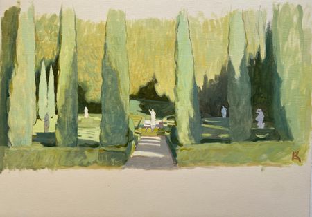 Алексей Кротов (Авторская графика - 
                  42 x 30 см) В саду Джусти