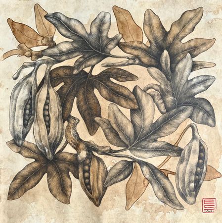 ELENA SKUTOVA (Авторская графика - 
                  40 x 40 см) Flowers #16