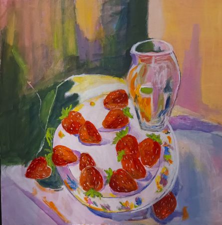 Ольга Чужакова (Картина, живопись - 
                  50 x 50 см) Клубничный десерт