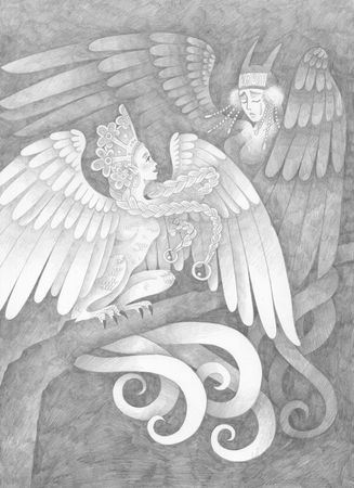 Витана Маковская (Авторская графика - 
                  21 x 29.7 см) Сирин и Алконост