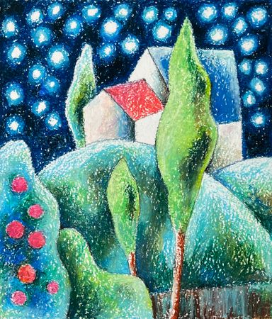 Анастасия Крушельницкая (Авторская графика - 
                  24.5 x 31 см) Летняя ночь