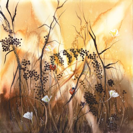Алла Валежина (Авторская графика - 
                  46 x 46 см) Мы тут живем