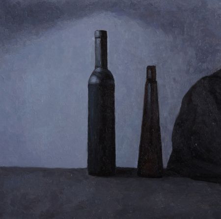 Павел Петров (Картина, живопись - 
                  50 x 50 см) Натюрморт с двумя бутылками