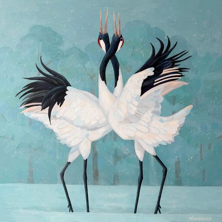 Марина Береснева (Картина, живопись - 
                  100 x 100 см) Танец журавлей