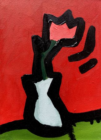 Юджин (Картина, живопись - 
                  18 x 25 см) Цветок red