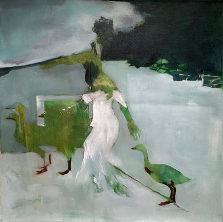 Елена Троянская (Картина, живопись - 
                  60 x 60 см) Пейзаж за Эдемским садом