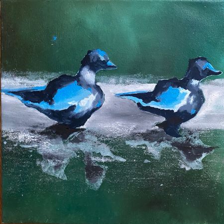 Елена Троянская (Картина, живопись - 
                  42 x 42 см) Скользящие утки